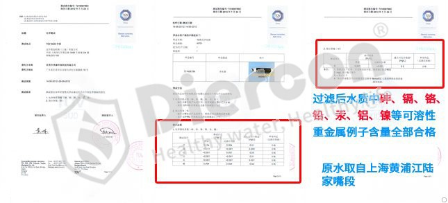 康米尔Diercon户外滤水器德国TUV重金属离子含量测试报告 