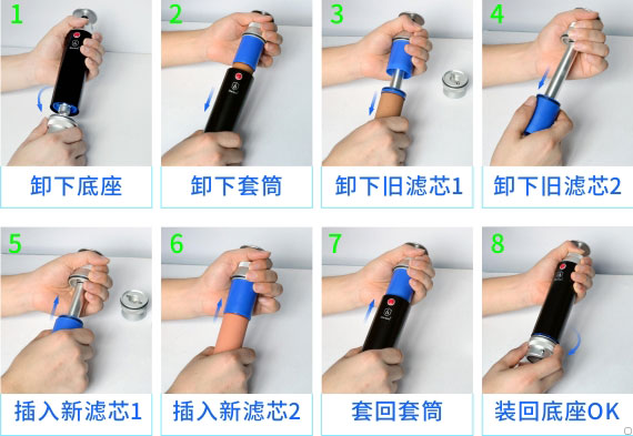 康米尔KP02救援便携式滤水器滤芯更换流程 