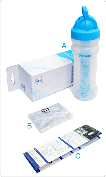 康米尔Diercon健康礼品便携养生活化净水瓶过滤杯学生滤水瓶彩盒包装明细