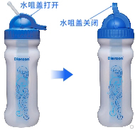 康米尔Diercon户外净水杯水咀盖开和关的状态 